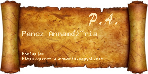 Pencz Annamária névjegykártya
