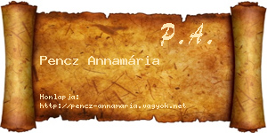 Pencz Annamária névjegykártya